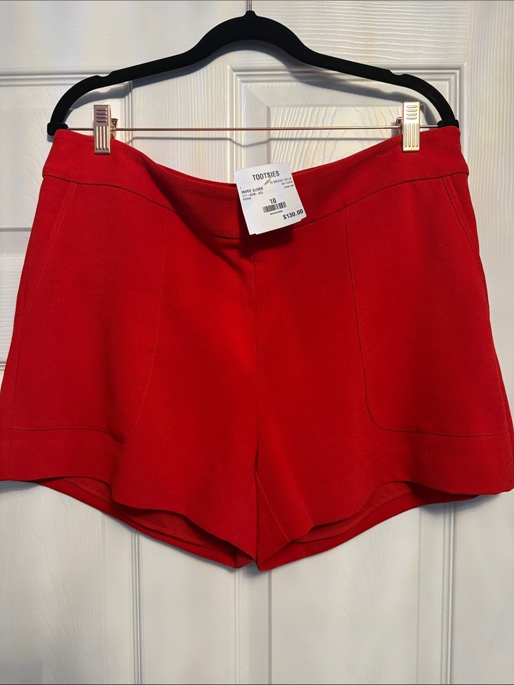 Marie Oliver Red High-Waist Tailored Shorts - Size 10